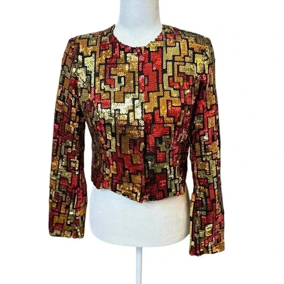 Hobby Horse Fully Sequined Jacket Red, Orange and Gold - Picture 6 of 7